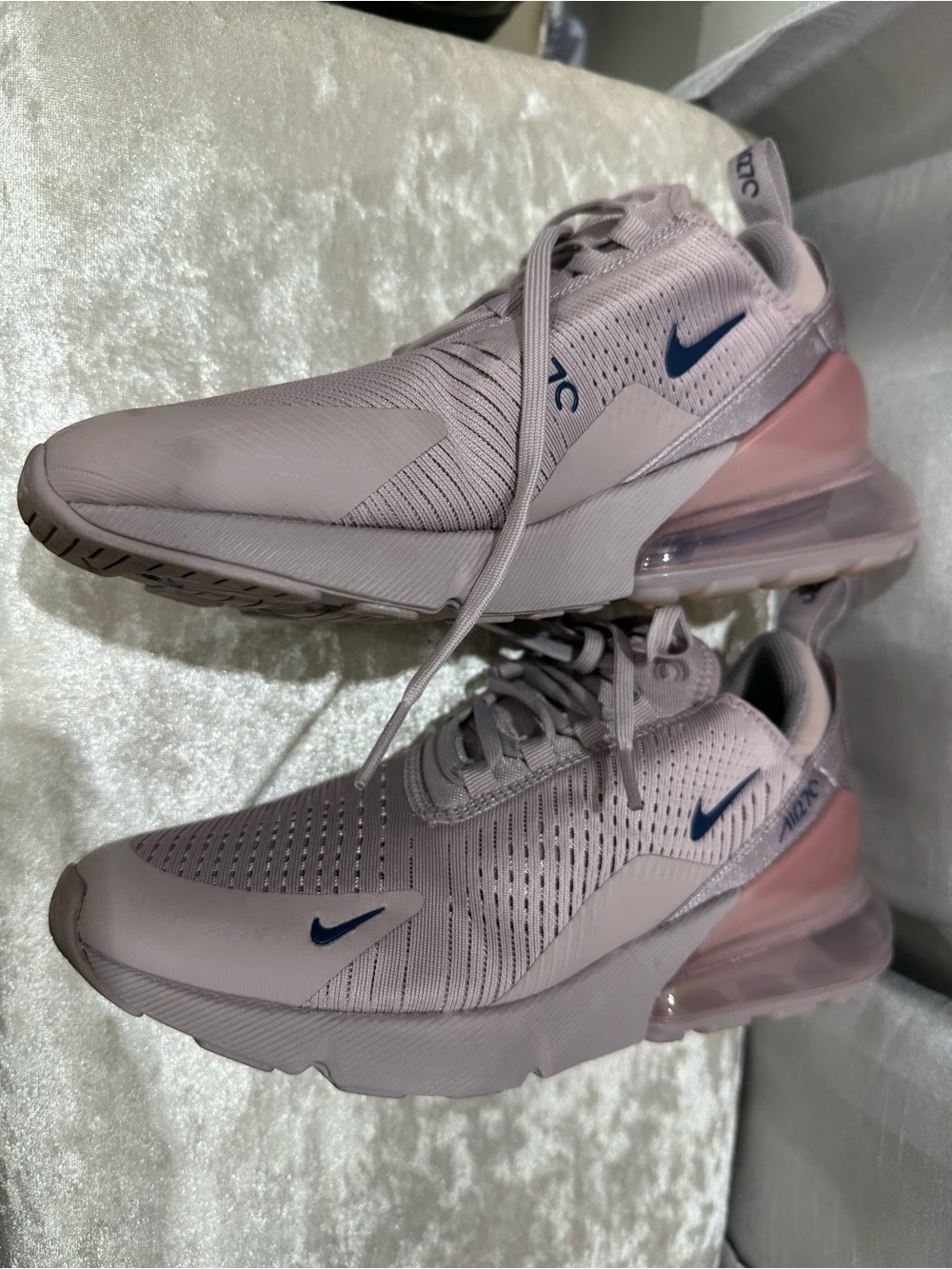 Nike Women’s Air Max 270 - Light Pink with Navy Swoosh